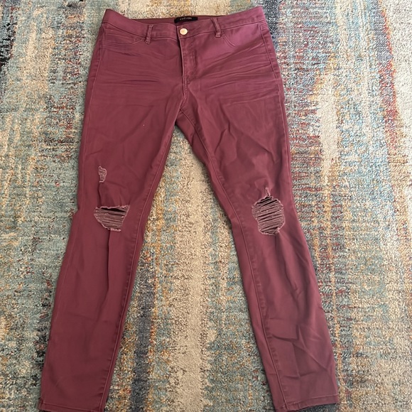 Maroon/Pink Skinny Jeans - Picture 1 of 3